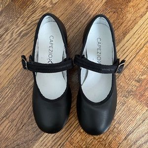 Girls Leather Capezio Tap Dance Shoes Like New Toddler 12.5 Black